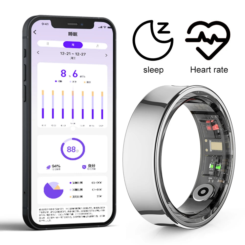 R09 Smart Ring – Anello intelligente impermeabile per la salute e il fitness con monitoraggio della frequenza cardiaca, del sonno e della SpO₂