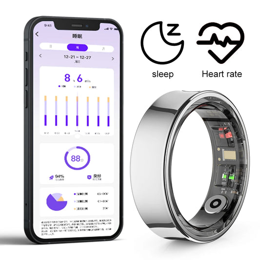 R09 Smart Ring – Anello intelligente impermeabile per la salute e il fitness con monitoraggio della frequenza cardiaca, del sonno e della SpO₂