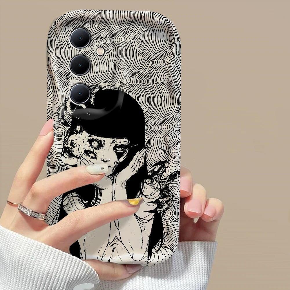 Custodia Horror Manga 3D Wave per Samsung Galaxy – Design Artistico Nero & Bianco (A73 / A72 / A71 / A55 / A54 / A53 / A35 / A34 / A33 / A25 / A24 / A23 / A15 / A14 / A13 / A05 / A04 / A03 | 4G 5G)