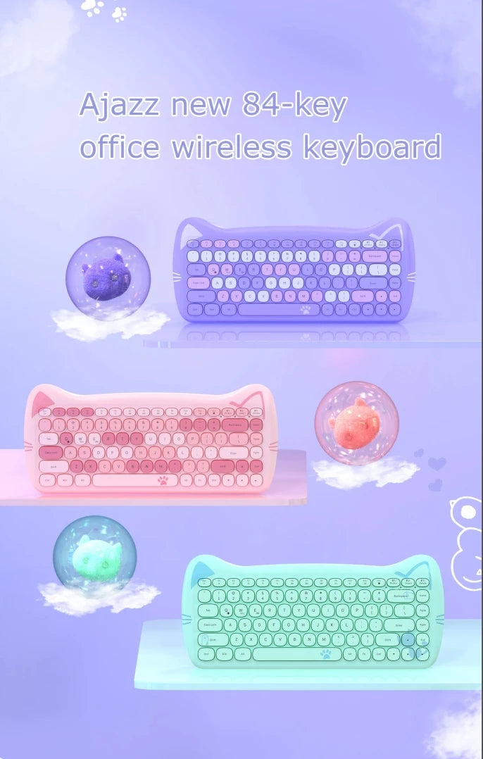 Tastiera Bluetooth AJAZZ 3060i – Tastiera meccanica wireless a 84 tasti, regalo portatile e carino per desktop e laptop