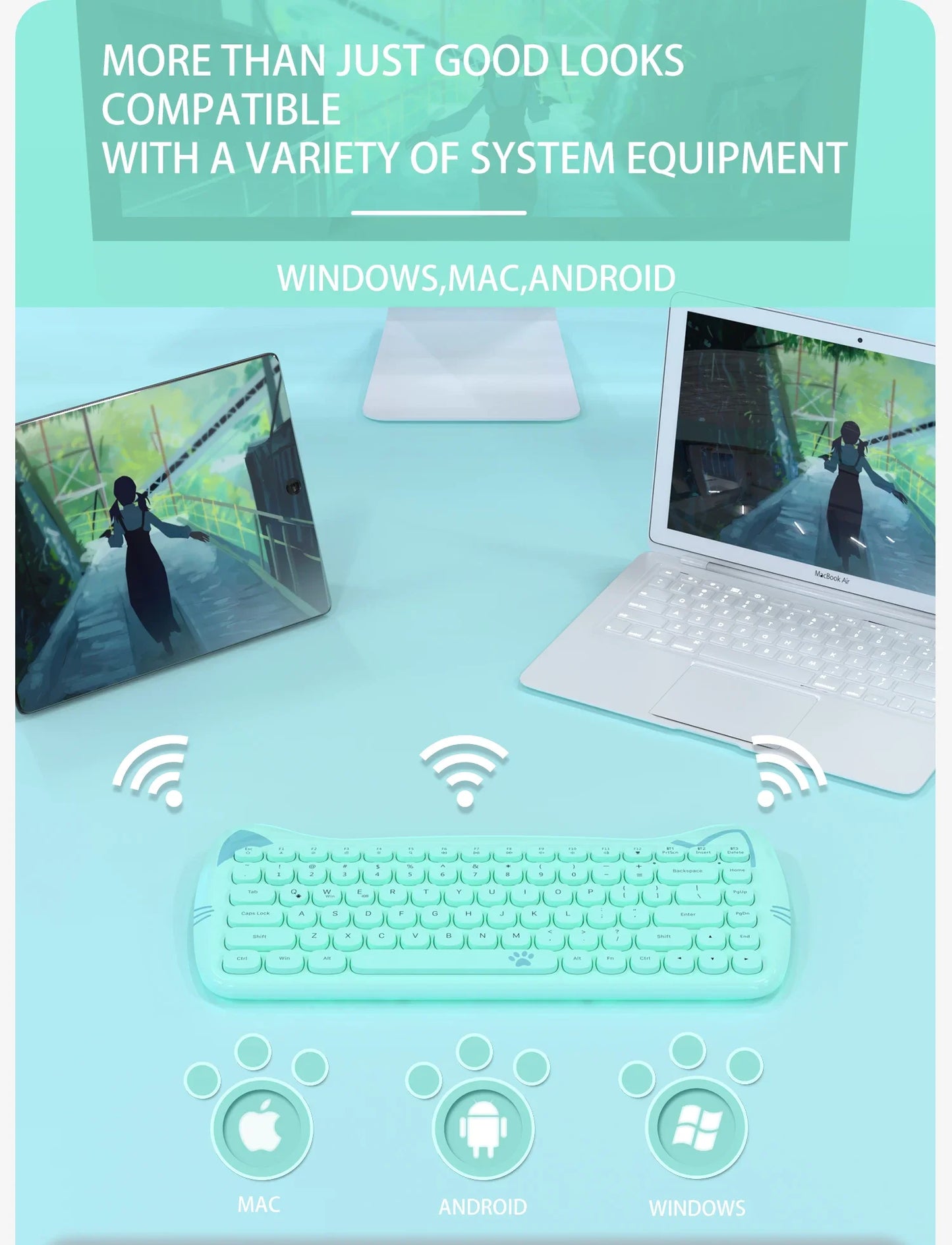 Tastiera Bluetooth AJAZZ 3060i – Tastiera meccanica wireless a 84 tasti, regalo portatile e carino per desktop e laptop