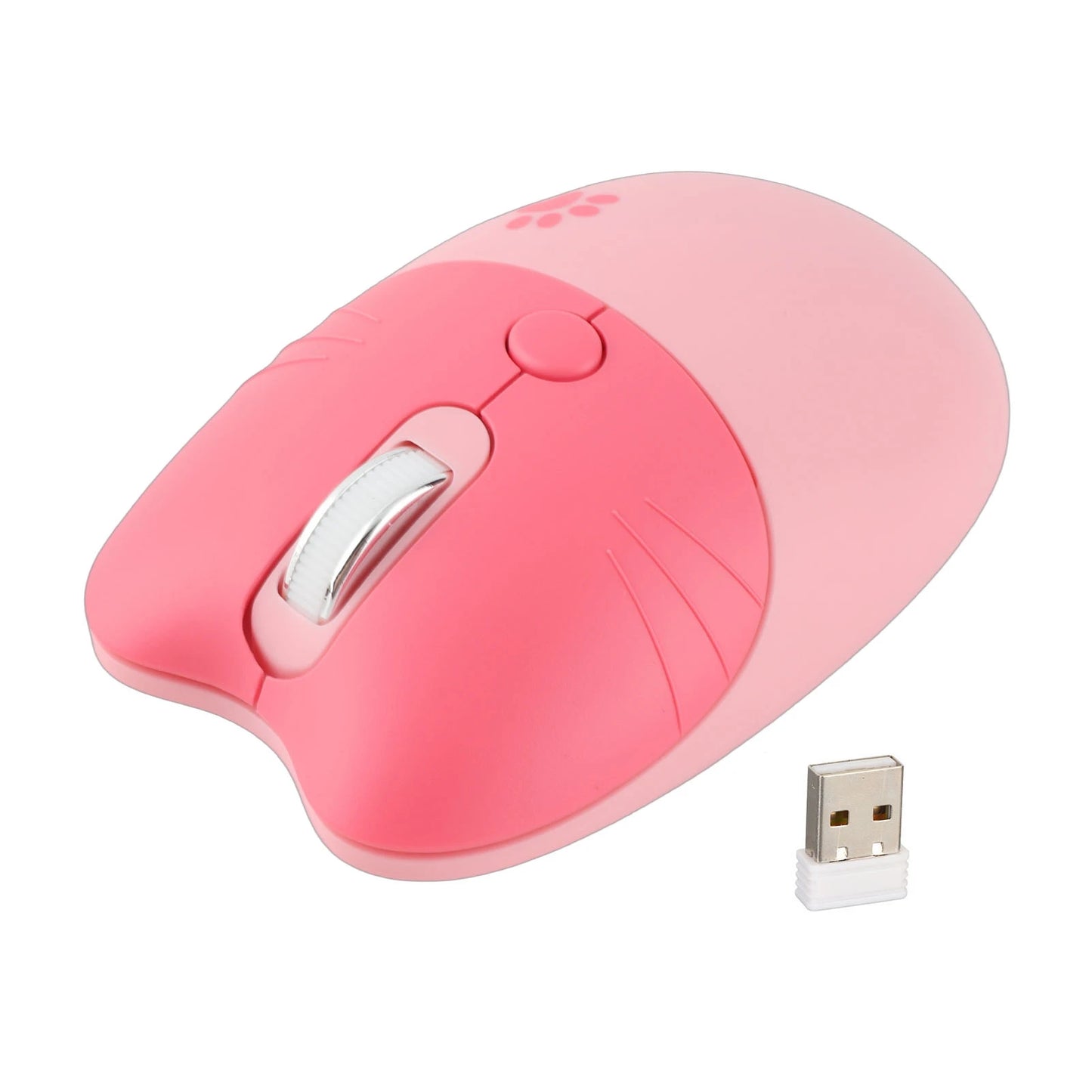 Mouse Wireless a Forma di Gatto 2.4G, Silenzioso, con Ricevitore USB, Portatile, 3 Livelli DPI, per Laptop e Computer M3