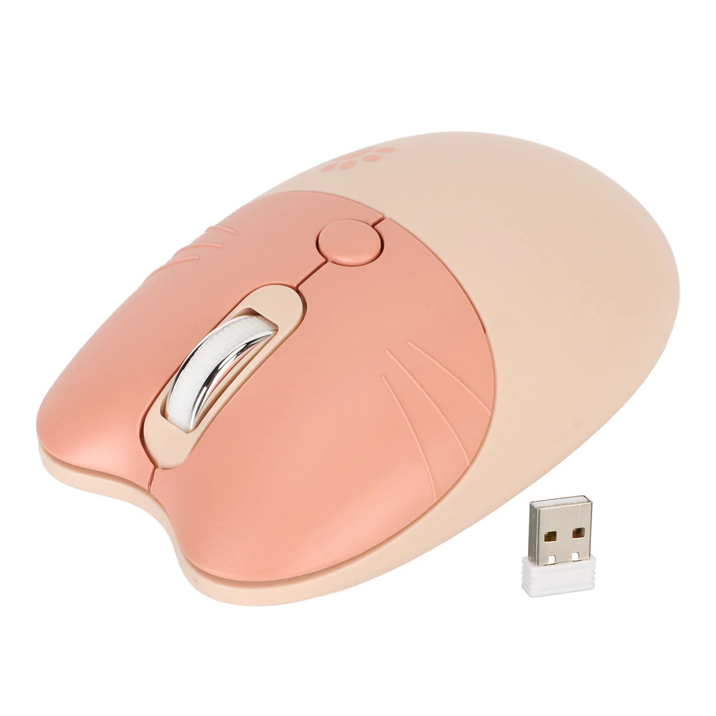 Mouse Wireless a Forma di Gatto 2.4G, Silenzioso, con Ricevitore USB, Portatile, 3 Livelli DPI, per Laptop e Computer M3