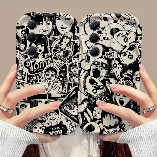 Custodia Horror Manga 3D Wave per Samsung Galaxy – Design Artistico Nero & Bianco (A73 / A72 / A71 / A55 / A54 / A53 / A35 / A34 / A33 / A25 / A24 / A23 / A15 / A14 / A13 / A05 / A04 / A03 | 4G 5G)