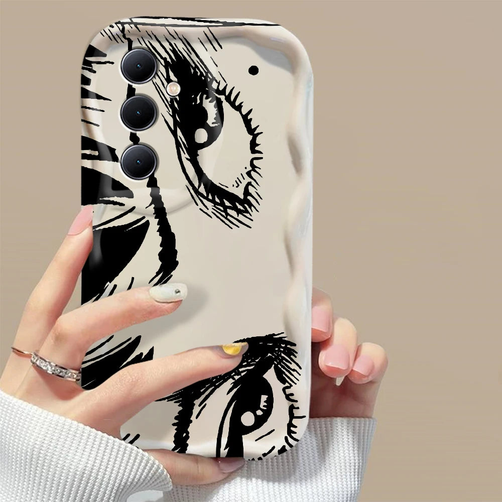 Custodia Horror Manga 3D Wave per Samsung Galaxy – Design Artistico Nero & Bianco (A73 / A72 / A71 / A55 / A54 / A53 / A35 / A34 / A33 / A25 / A24 / A23 / A15 / A14 / A13 / A05 / A04 / A03 | 4G 5G)