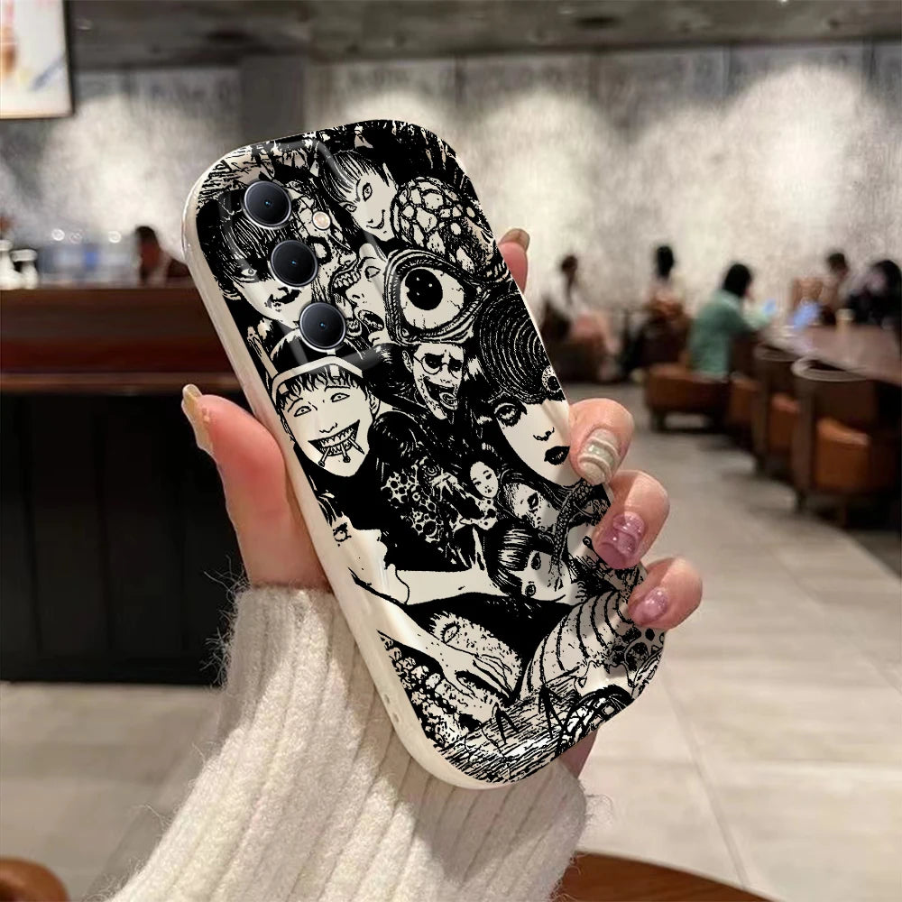 Custodia Horror Manga 3D Wave per Samsung Galaxy – Design Artistico Nero & Bianco (A73 / A72 / A71 / A55 / A54 / A53 / A35 / A34 / A33 / A25 / A24 / A23 / A15 / A14 / A13 / A05 / A04 / A03 | 4G 5G)