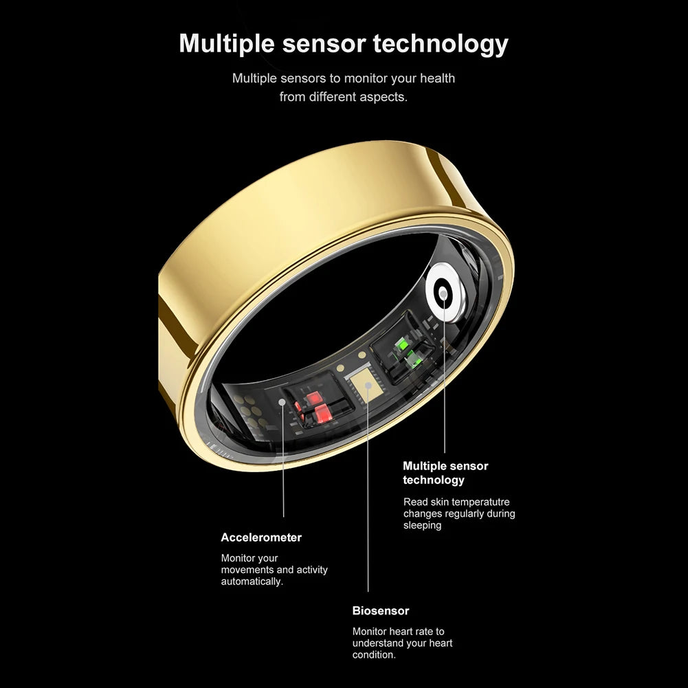 R09 Smart Ring – Anello intelligente impermeabile per la salute e il fitness con monitoraggio della frequenza cardiaca, del sonno e della SpO₂