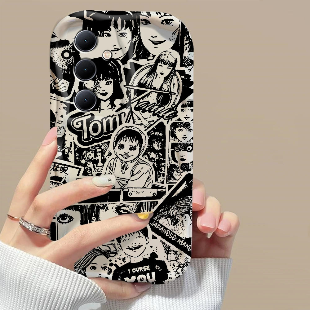 Custodia Horror Manga 3D Wave per Samsung Galaxy – Design Artistico Nero & Bianco (A73 / A72 / A71 / A55 / A54 / A53 / A35 / A34 / A33 / A25 / A24 / A23 / A15 / A14 / A13 / A05 / A04 / A03 | 4G 5G)