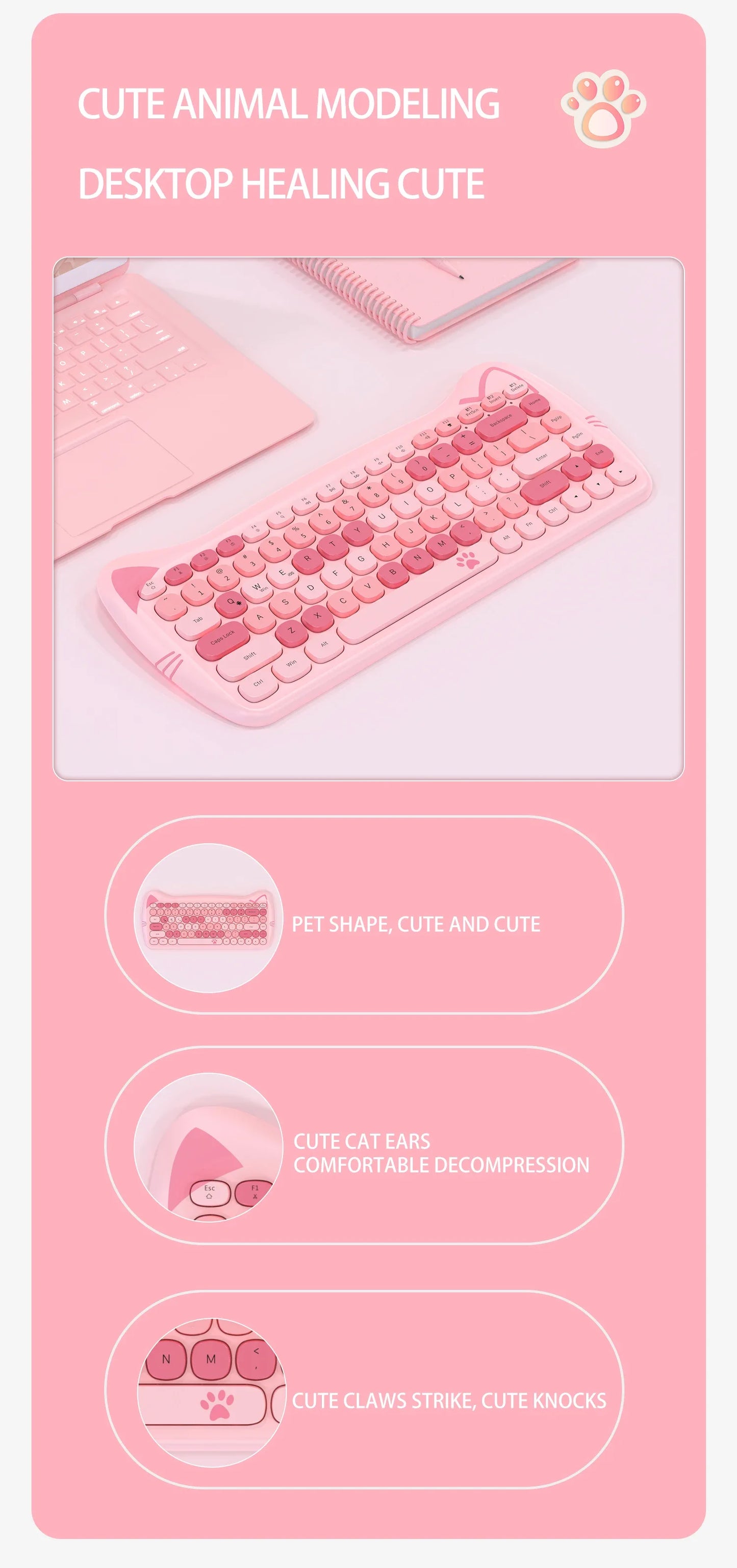 Tastiera Bluetooth AJAZZ 3060i – Tastiera meccanica wireless a 84 tasti, regalo portatile e carino per desktop e laptop