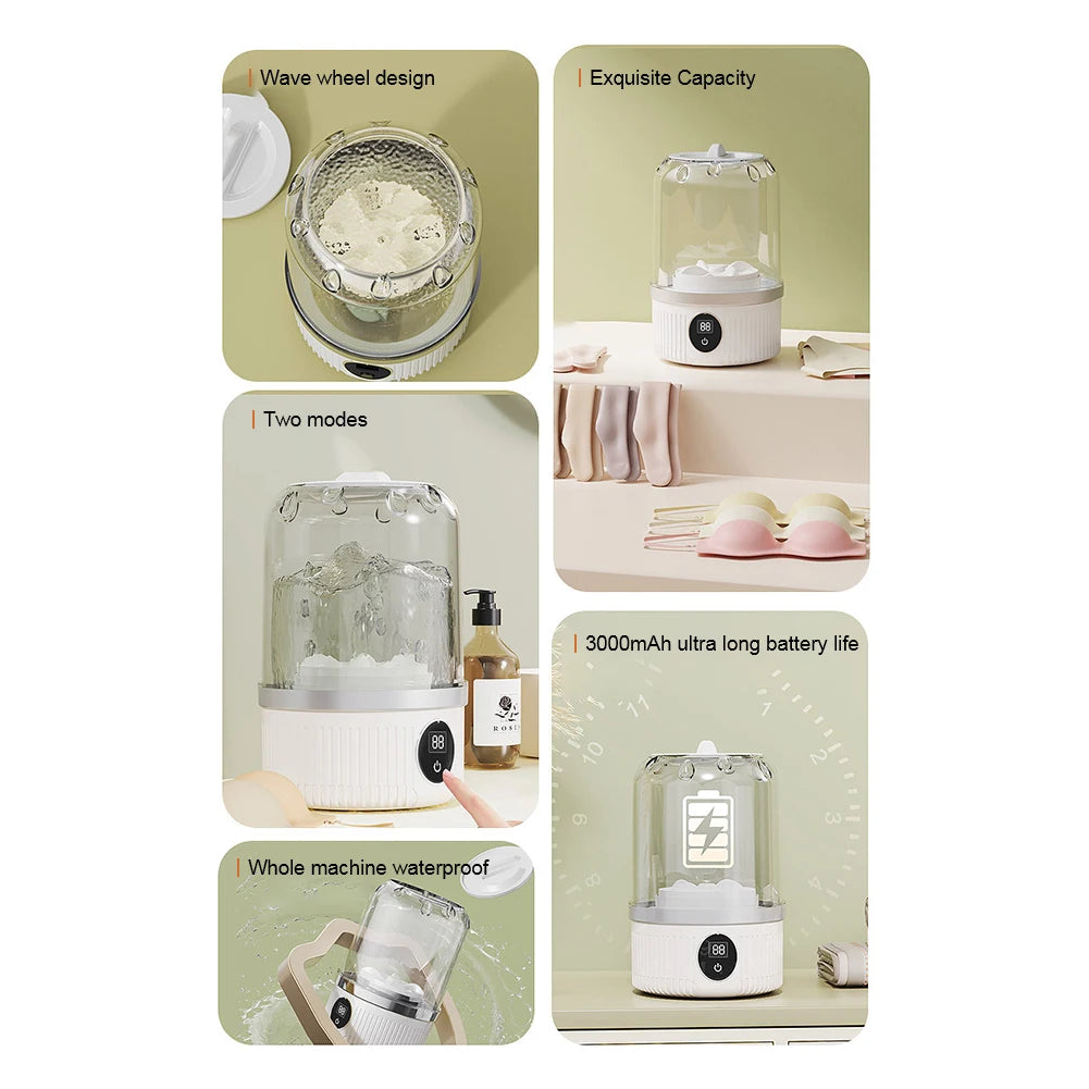 🧺 Lavatrice portatile wireless (ricaricabile)

Pulitore automatico per biancheria intima e piccoli indumenti - Ideale per la casa e i viaggi