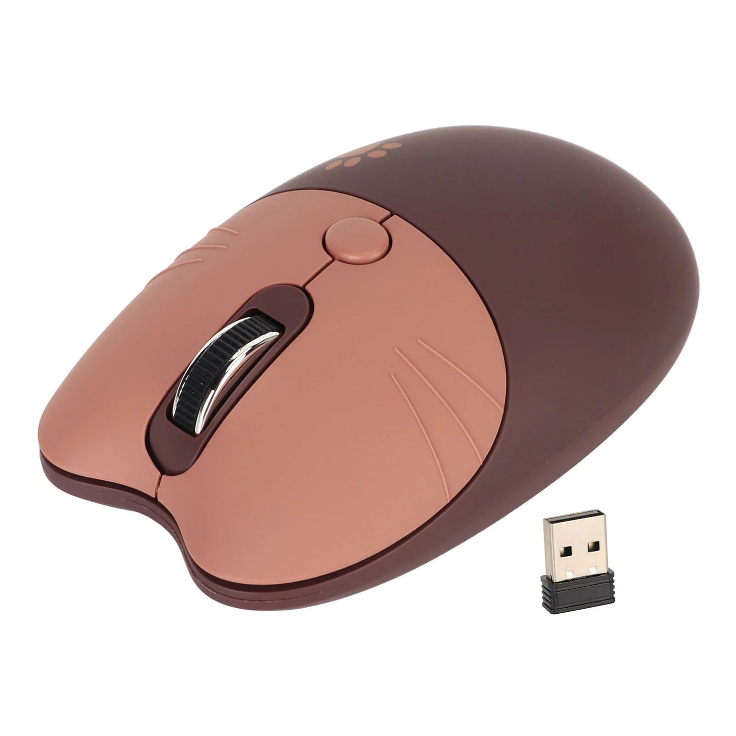Mouse Wireless a Forma di Gatto 2.4G, Silenzioso, con Ricevitore USB, Portatile, 3 Livelli DPI, per Laptop e Computer M3
