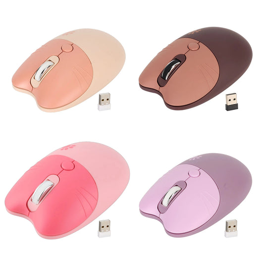 Mouse Wireless a Forma di Gatto 2.4G, Silenzioso, con Ricevitore USB, Portatile, 3 Livelli DPI, per Laptop e Computer M3