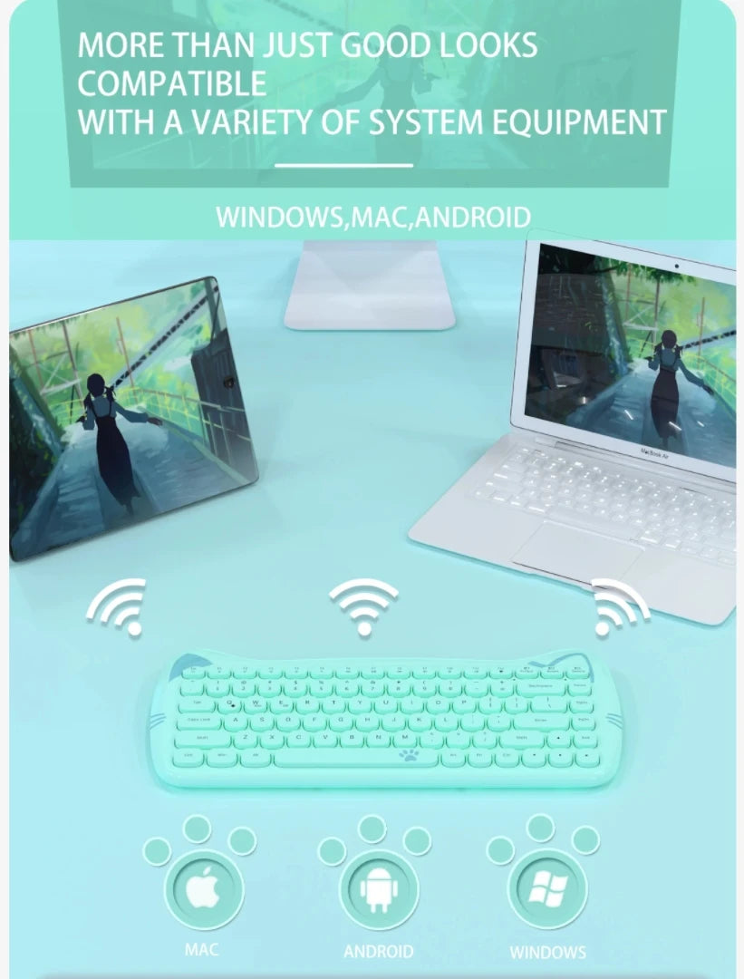 Tastiera Bluetooth AJAZZ 3060i – Tastiera meccanica wireless a 84 tasti, regalo portatile e carino per desktop e laptop