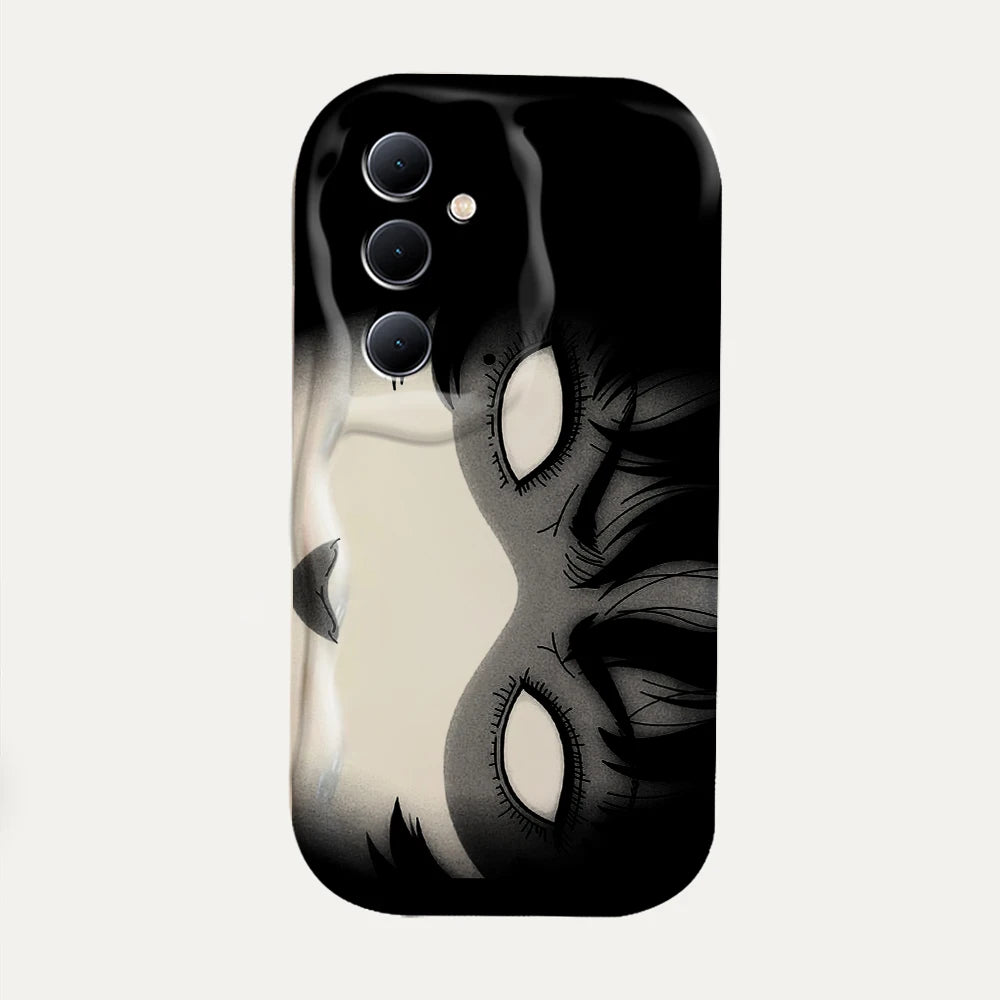 Custodia Horror Manga 3D Wave per Samsung Galaxy – Design Artistico Nero & Bianco (A73 / A72 / A71 / A55 / A54 / A53 / A35 / A34 / A33 / A25 / A24 / A23 / A15 / A14 / A13 / A05 / A04 / A03 | 4G 5G)