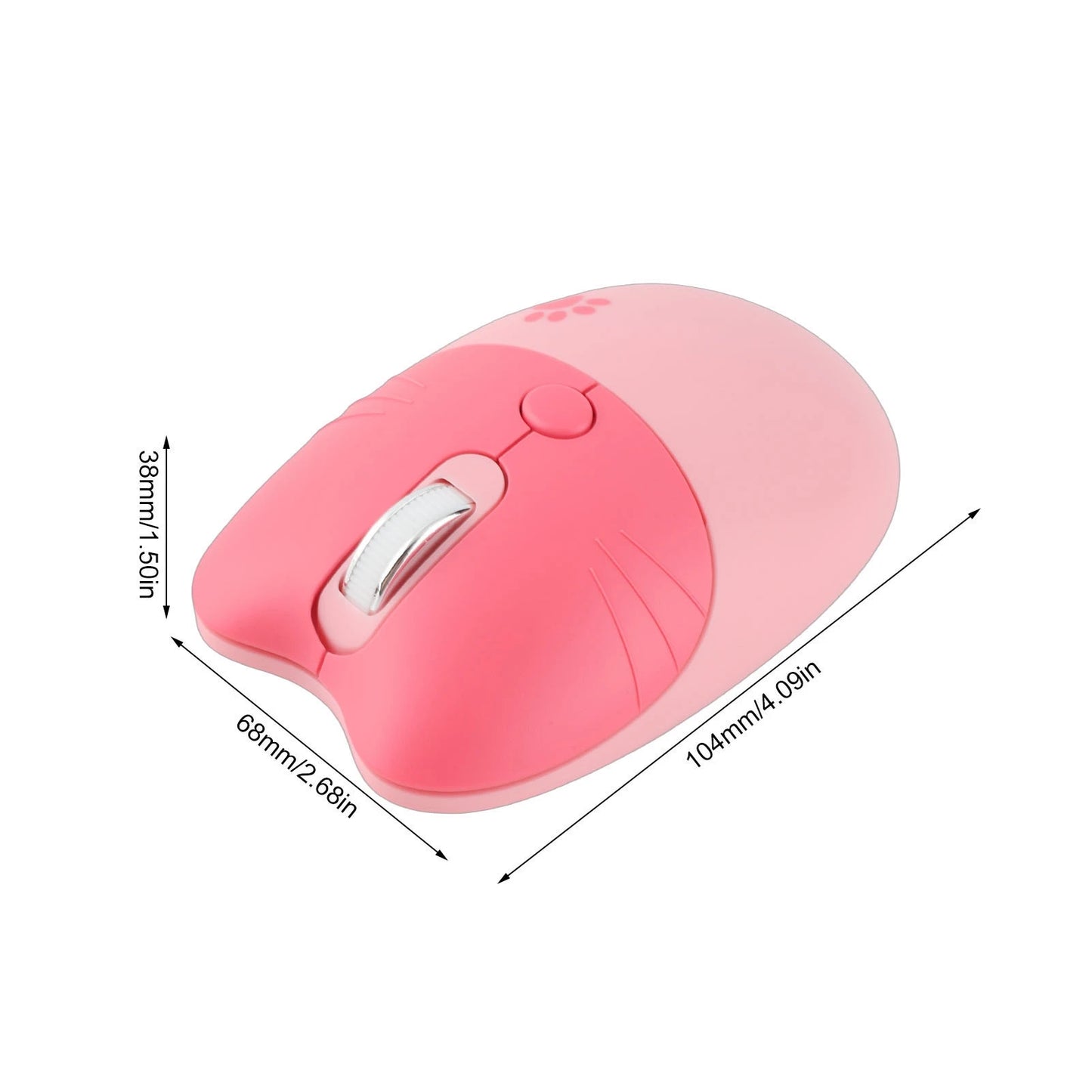 Mouse Wireless a Forma di Gatto 2.4G, Silenzioso, con Ricevitore USB, Portatile, 3 Livelli DPI, per Laptop e Computer M3