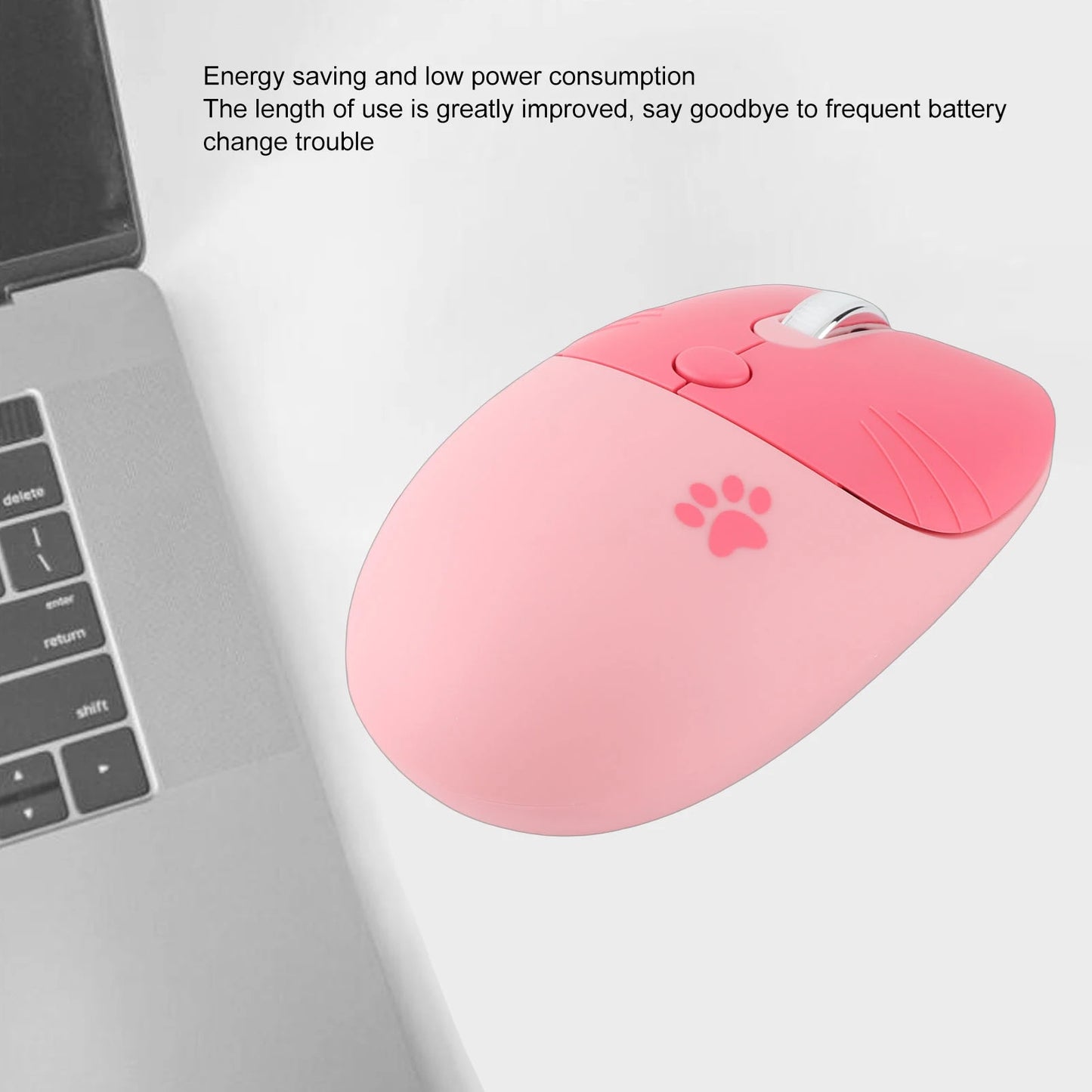 Mouse Wireless a Forma di Gatto 2.4G, Silenzioso, con Ricevitore USB, Portatile, 3 Livelli DPI, per Laptop e Computer M3